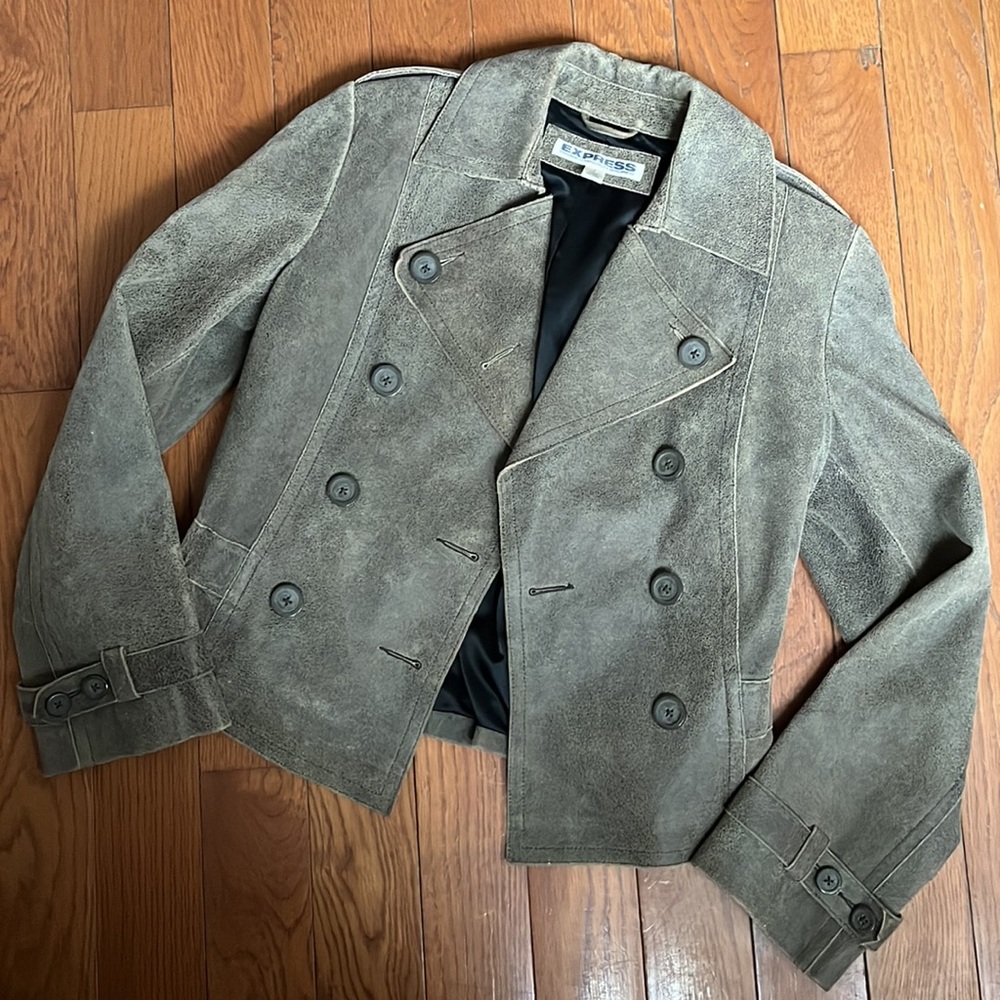 Express Leather blazer style button down jacket size 6